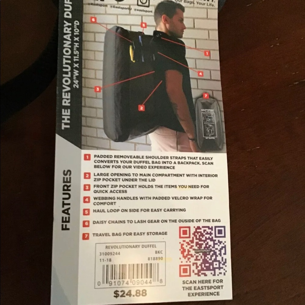 Eastsport “The Revolutionary Duffle Backpack BNWT